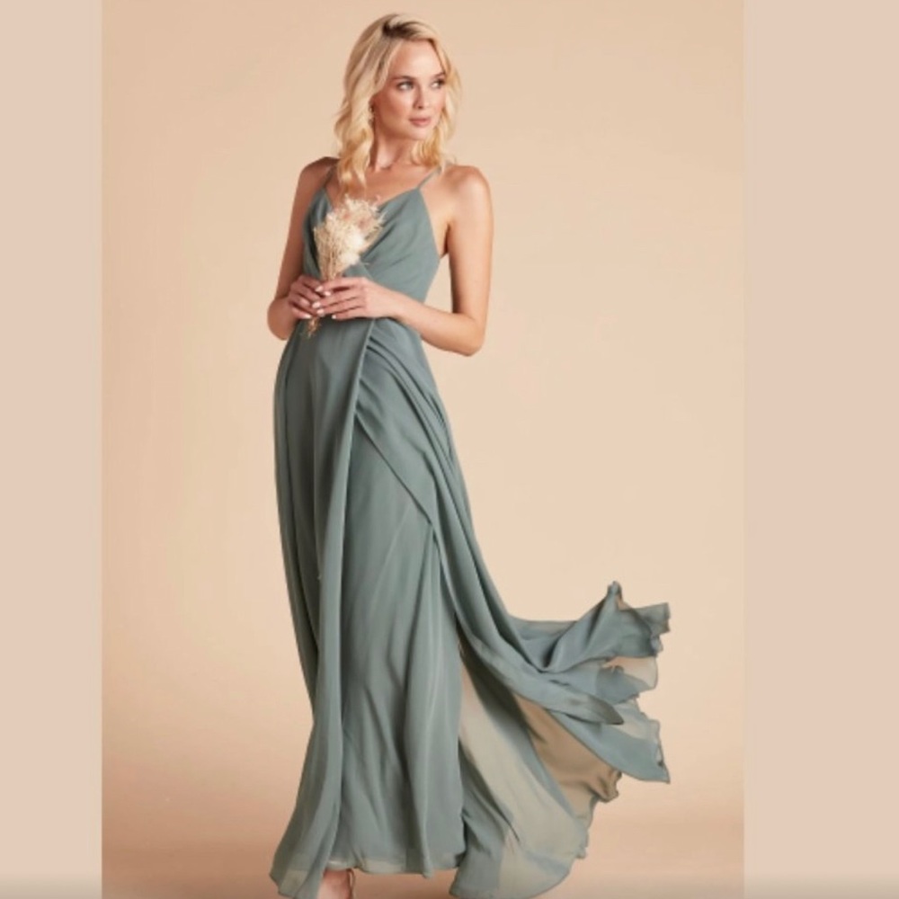 Gorgeous Birdy Grey Kaia Chiffon Dress in Sea Glass